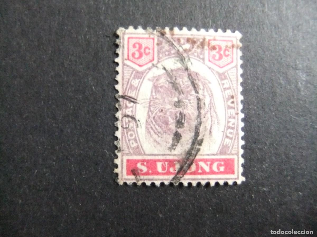 Sellos: 43 SUNGEI UJONG 1895 / TIGRE / YVERT 16 FU filig. corona CA dent. 14