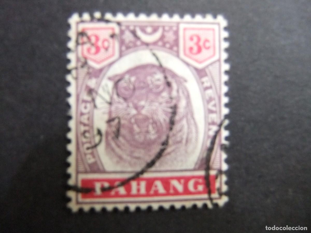 Sellos: 43 PAHANG 1895 1899 / TIGRE / YVERT 10 FU filig. corona CA dent. 14