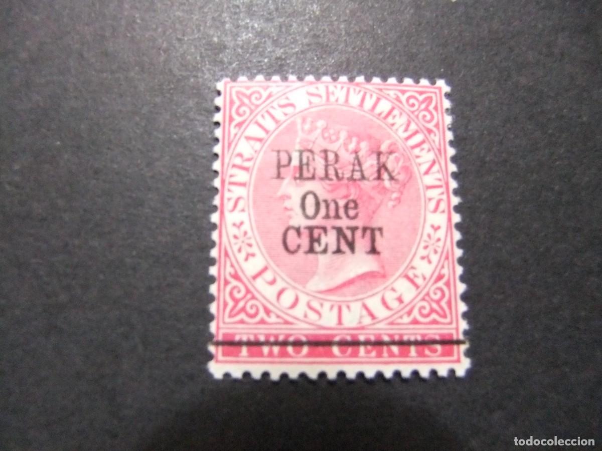 Sellos: 43 PERAK1891 / REINA VICTORIA con sobrecarga PERAK ONE CENT / YVERT 9 MH