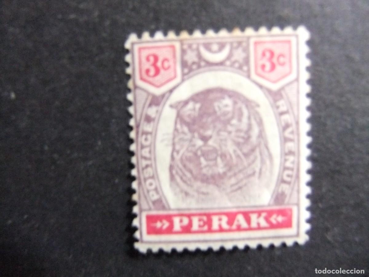 Sellos: 43 PERAK 1895 1899 / TIGRE / YVERT 20 MH fil. corona CA dent. 14
