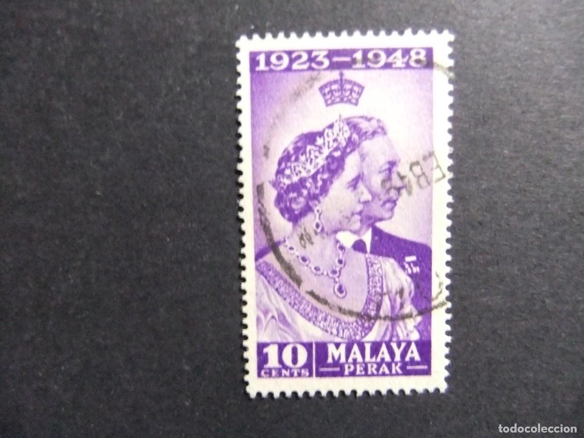 Sellos: 43 PERAK 1948 / XXV ANIVERSARIO de la REINA ISABEL II / YVERT 73 FU
