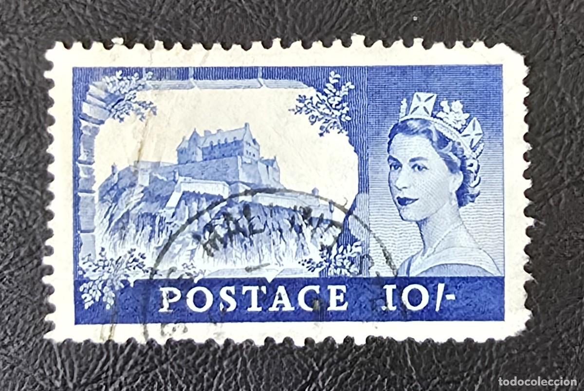 Sellos: Sello usado de Gran Breta&ntilde;a 1959 Castillo de Edimburgo.