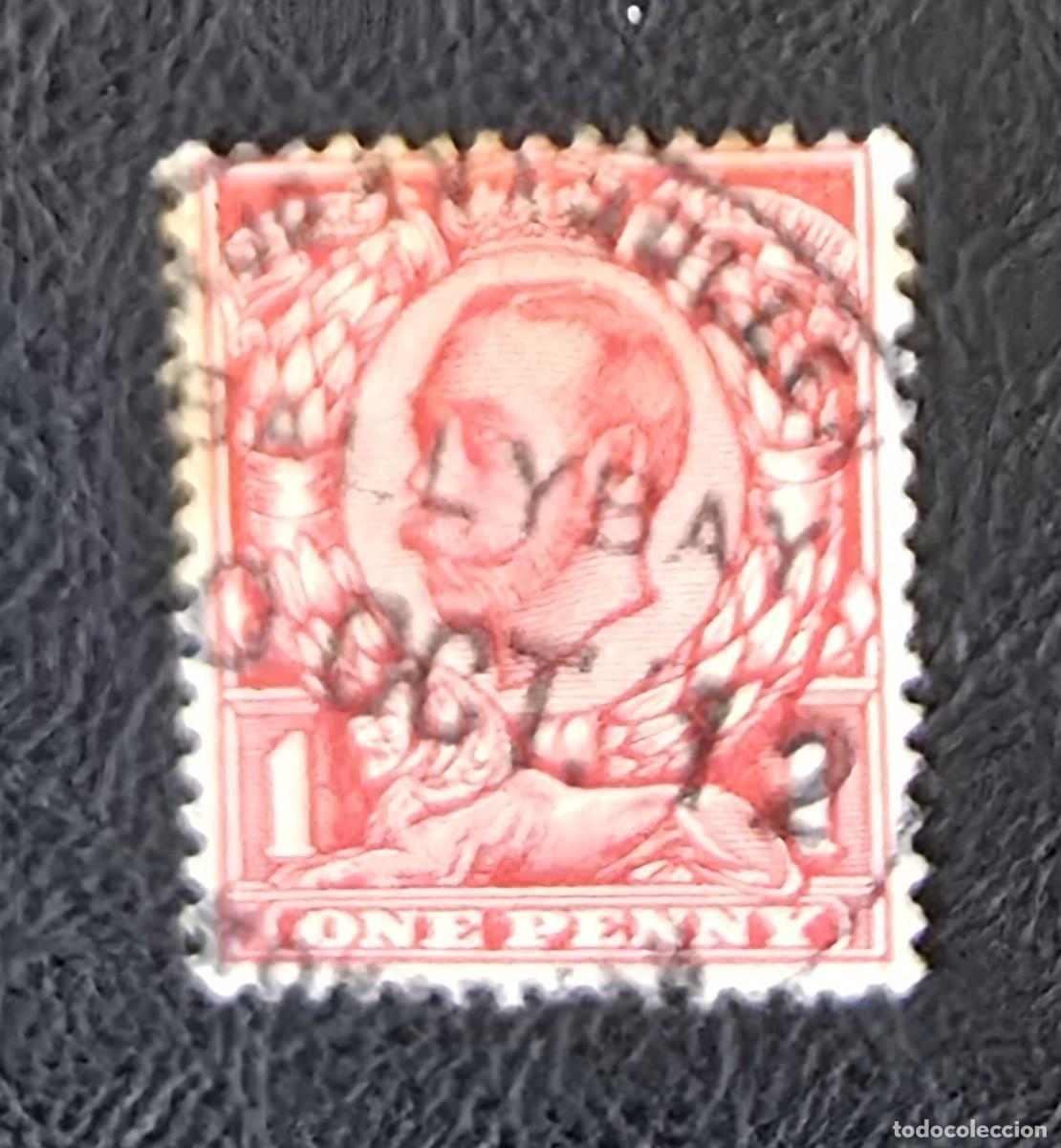Sellos: Sello usado de Gran Breta&ntilde;a 1911 - 1 penique - Rey REY JORGE V - LEON