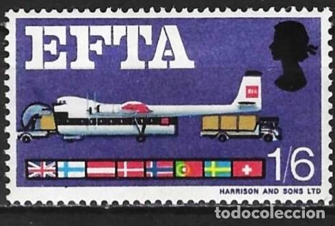 Sellos: Gran Breta&ntilde;a 1967 - Mi 445y &ndash; YT 464 A - la AETA - Avi&oacute;n - MNH** ( A = 3 tiras de f&oacute;sforos )