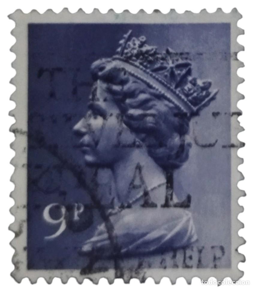 Sellos: GRAN BRETA&Ntilde;A 1976 Isabel II. 9 P - Mach&iacute;n. USADO.