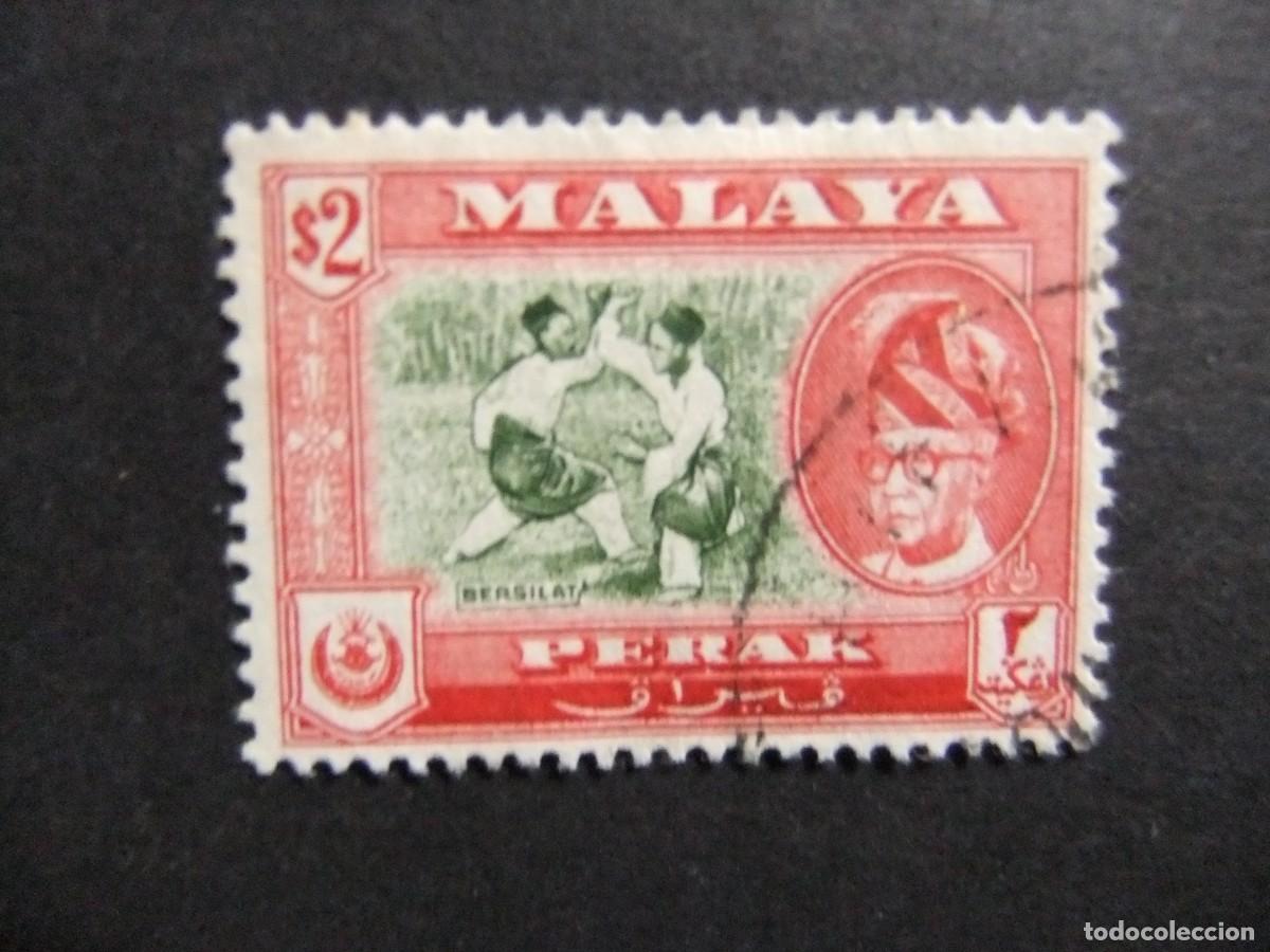 Sellos: 43 PERAK 1957 1961 / INDIGENAS LUCHANDO y SULTAN YOUSOUF IZZUDDIN / YVERT 109 FU