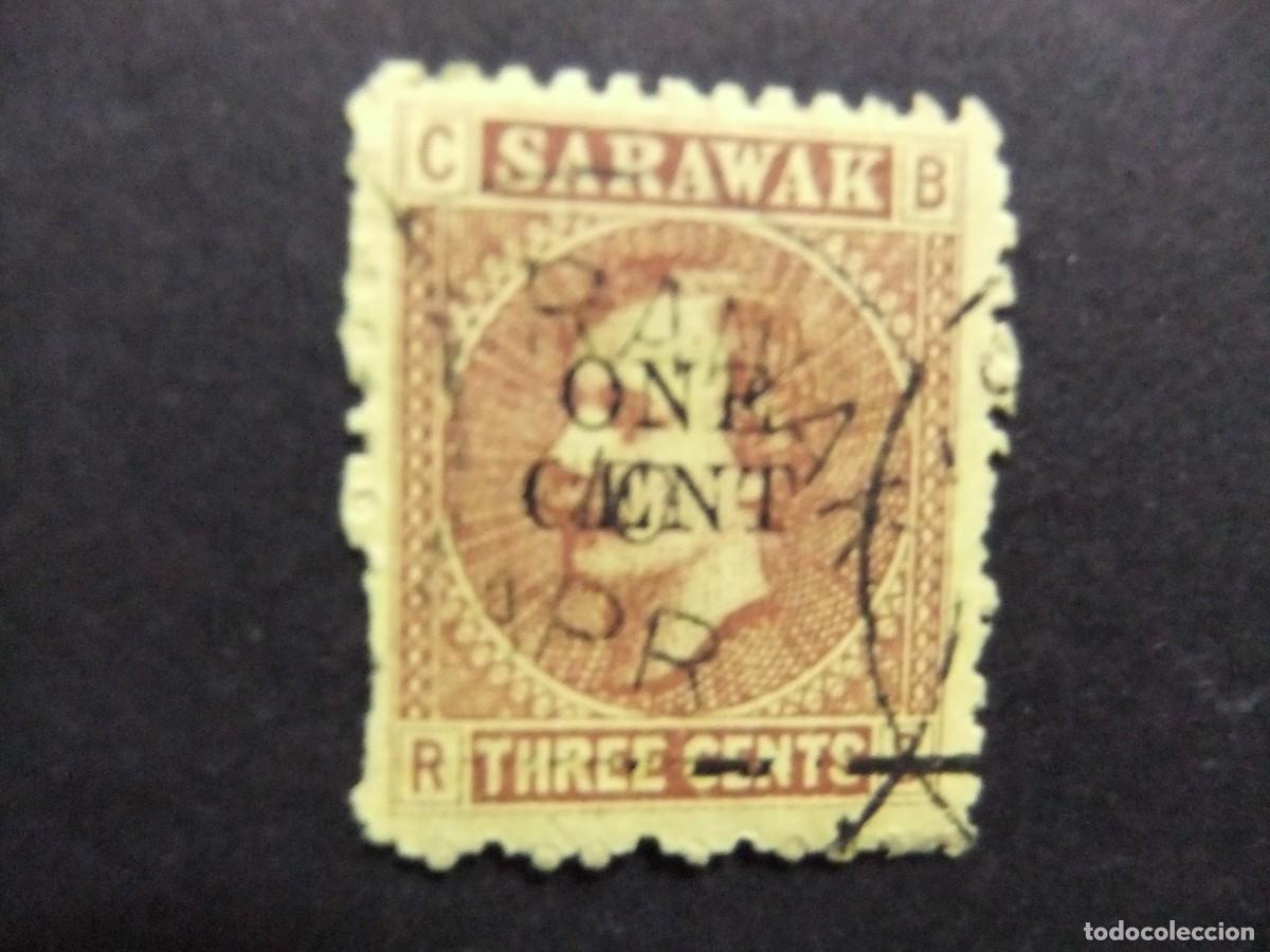 Sellos: 43 SARAWAK 1892 1899 / CHARLES JOHNSON BROOKE con sobrecarga ONE CENT / YVERT 26 FU