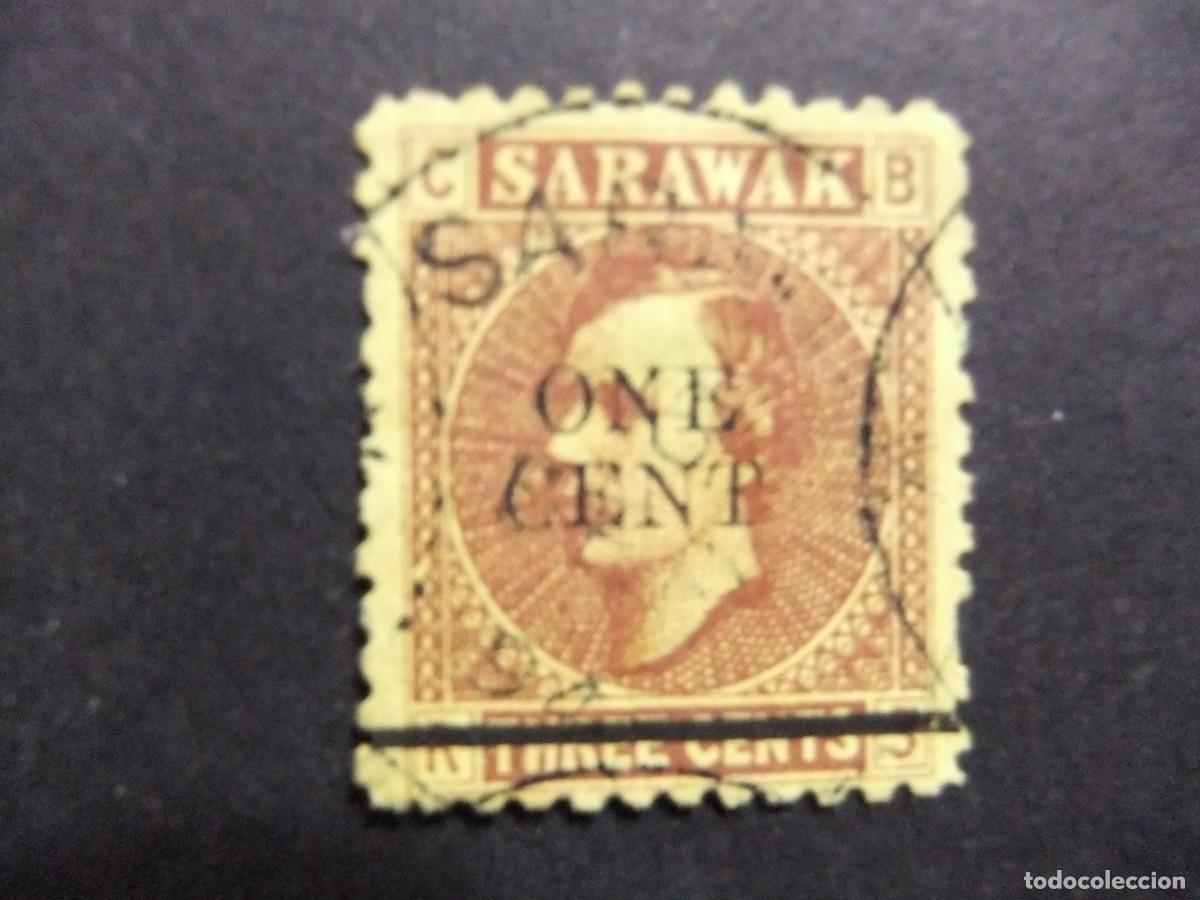Sellos: 43 SARAWAK 1892 1899 / CHARLES JOHNSON BROOKE con sobrecarga ONE CENT / YVERT 26 FU
