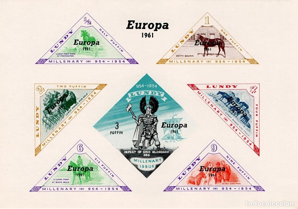 Sellos: GB LOCAL LUNDY 1961 SHEET MNH IMPERF EUROPA SELLOS EN SELLOS TIMBRES AVEC TIMBRES STAMPS ON STAMPS