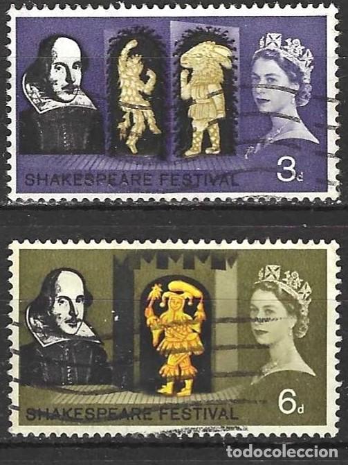 Sellos: Gran Breta&ntilde;a 1964 - Mi 366x y 367x - YT 382 y 383 - William Shakespeare