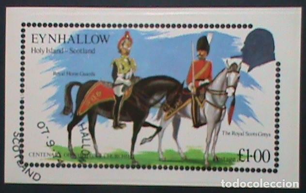 Sellos: GB LOCAL EYNHALLOW 1974 SHEET USED MNH CENTENARIO WINSTON CHURCHILL GUARDIA REAL CABALLOS HORSES