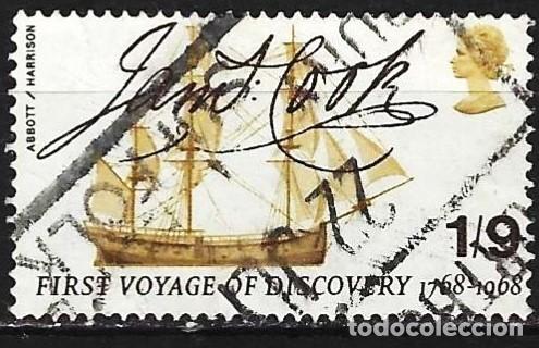Sellos: Gran Breta&ntilde;a 1968 - Mi 488 - YT 513 - El velero de James Cook &rdquo; Endeavour &rdquo;