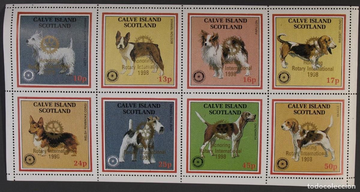 Sellos: GB LOCAL CALVE ISLAND 1998 SHEET MNH OVERPRINTED ROTARY DOGS CHIENS PERROS HUNDEN CANI CAES