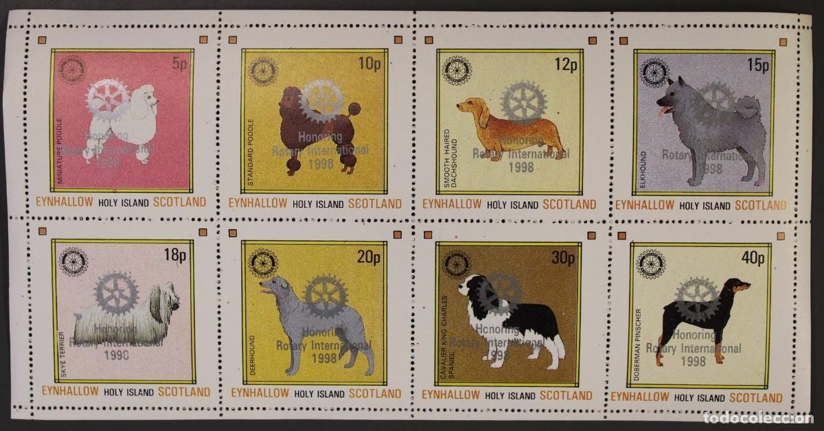 Sellos: GB LOCAL EYNHALLOW 1984 SHEET MNH SILVER OVERPRINTED ROTARY DOGS CHIENS PERROS HUNDEN CANI CAES