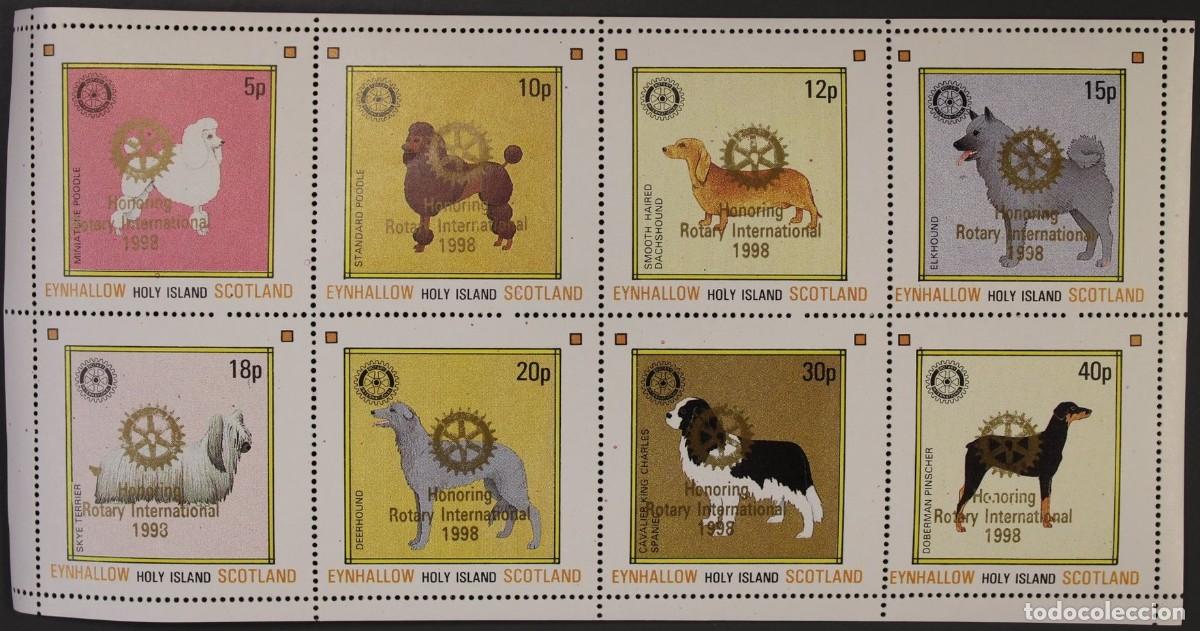Sellos: GB LOCAL EYNHALLOW 1984 SHEET MNH GOLD OVERPRINTED ROTARY DOGS CHIENS PERROS HUNDEN CANI CAES
