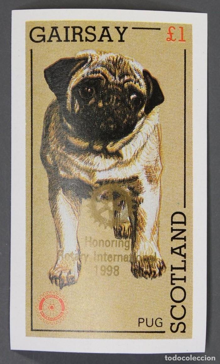 Sellos: GB LOCAL GAIRSAY 1984 SHEET MNH GOLD OVERPRINTED ROTARY PUG DOGUILLO DOGS CHIENS PERROS HUNDEN CANI