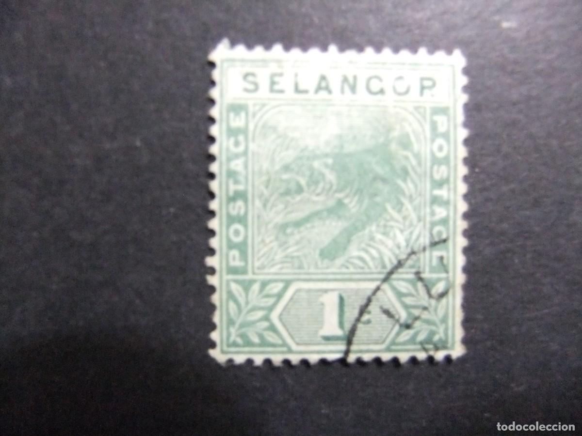 Sellos: 43 SELANGOR 1891 1895 / TIGRE / YVERT 8 FU fil corona CA dent. 14