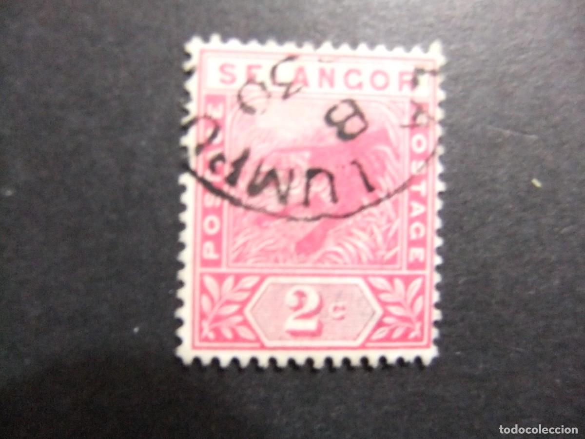 Sellos: 43 SELANGOR 1891 1895 / TIGRE / YVERT 9 FU fil corona CA dent. 14