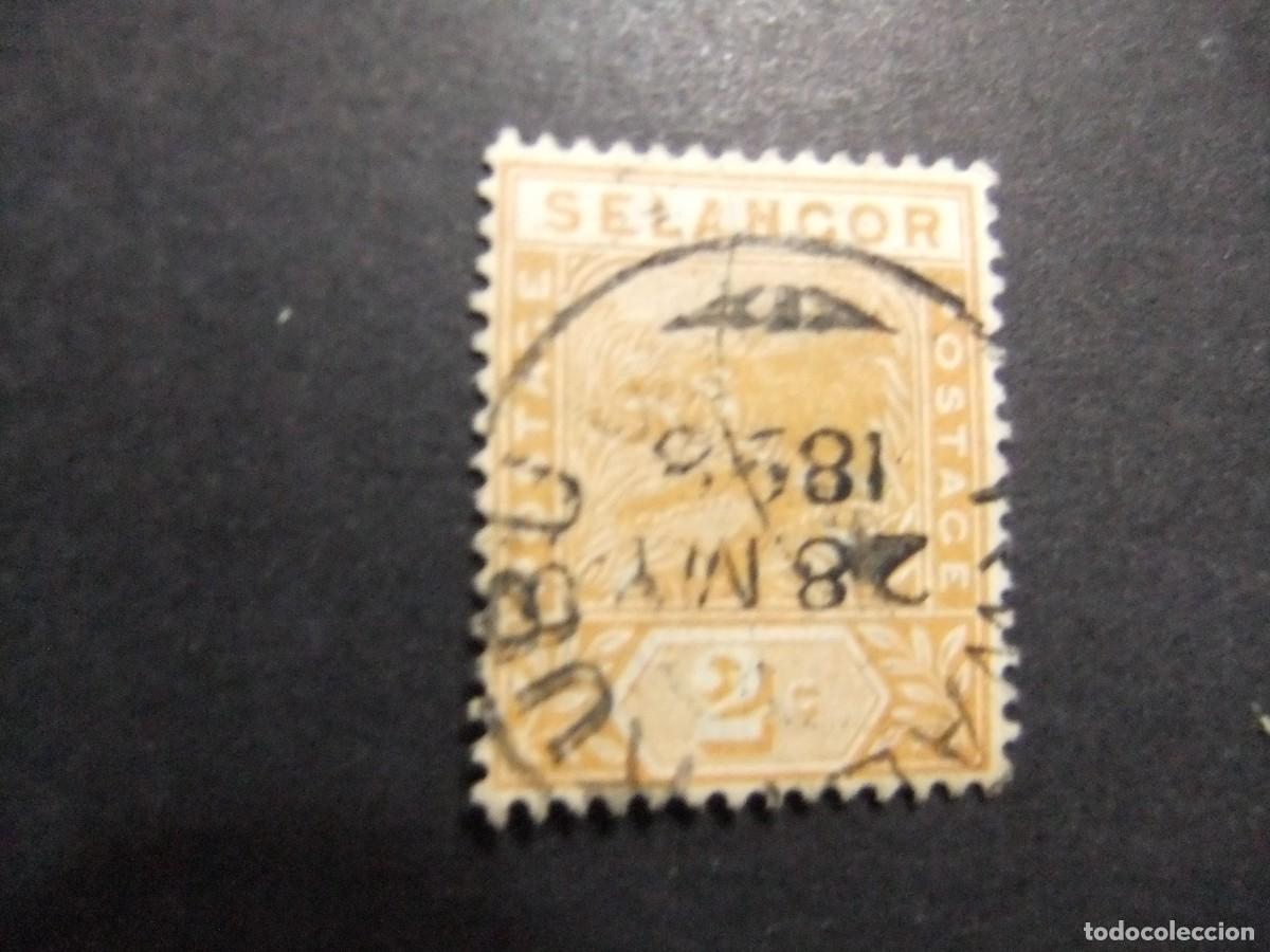 Sellos: 43 SELANGOR 1891 1895 / TIGRE / YVERT 10 FU fil corona CA dent. 14
