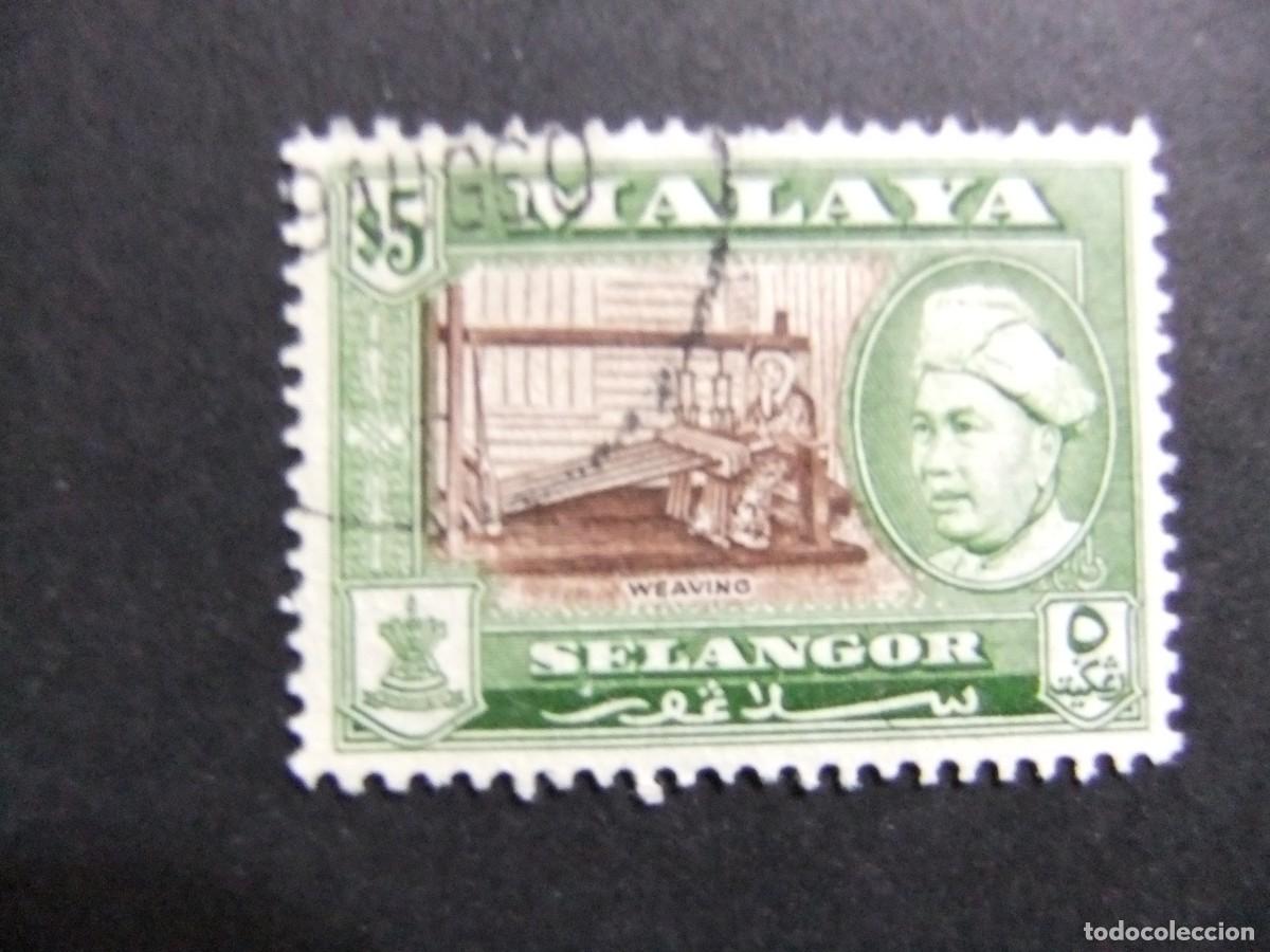 Sellos: 43 SELANGOR 1957 / MUJER en el TELAR y SULTAN HISAMUDDIN-ALAM SHAH / YVERT 77 FU