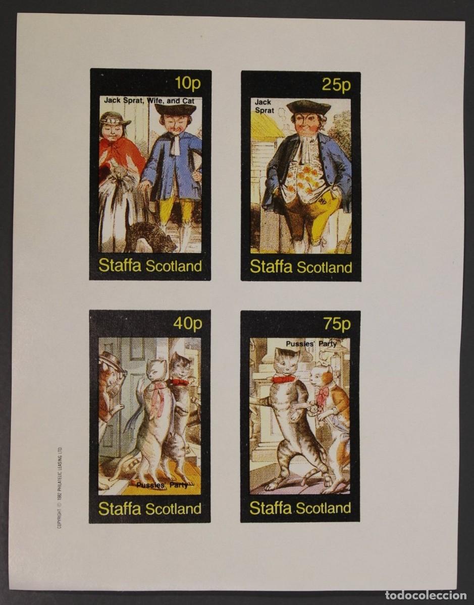 Sellos: GB LOCAL STAFFA 1982 SHEET MNH IMPERF FAIRY TALES CUENTOS FABULAS CATS GATTI CHATS GATOS KATZEN