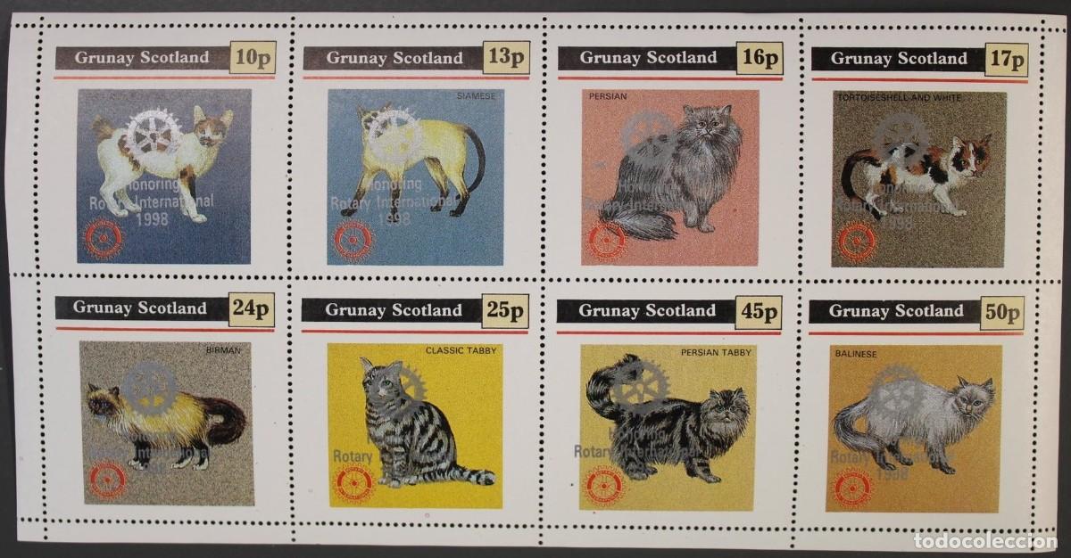 Sellos: GB LOCAL GRUNAY 1984 SHEET MNH SILVER OVERPRINTED ROTARY CATS GATTI CHATS GATOS KATZEN