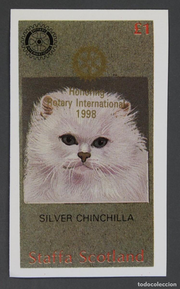 Sellos: GB LOCAL STAFFA 1998 SHEET MNH GOLD OVERPRINTED ROTARY SILVER CHINCHILLA PERSA CATS CHATS GATOS