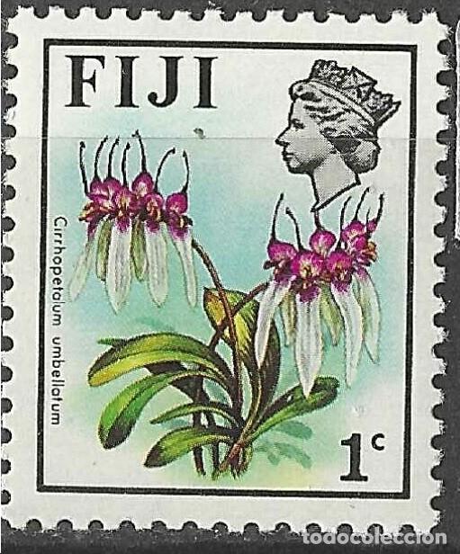 Sellos: FIJI/1946/MNH/SC#305/ FLORES / REINA ELIZABETH II / QEII / 1c