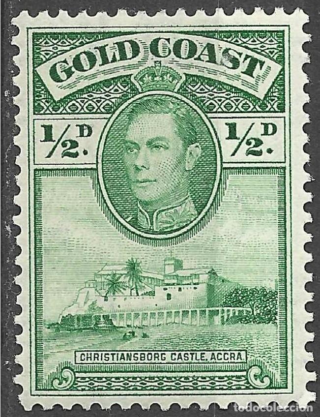 Sellos: GOLD COAST/1938-41/MH/SC#115/ REY JORGE VI / KGVI/ CASTILLO CHRISTIANBORG / 1p VERDE