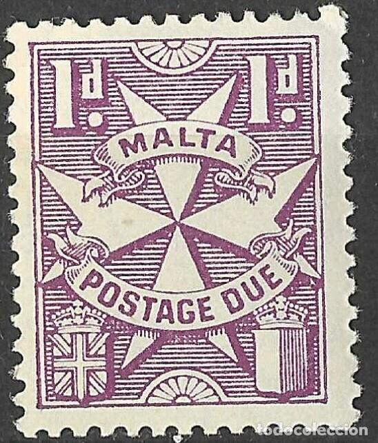 Sellos: MALTA/1968/MNH/SC#J23/ POSTACGE DUE STAMP/ CRUZ MALTESA/ 1p ROSA VIOLETA
