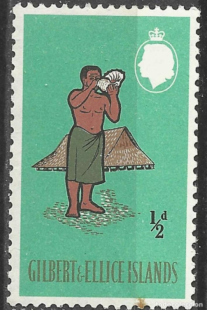 Sellos: GILBERT & ELLICE ISLANDS/1965/MNH/SC#89/ PUEBLO ANTIGUO / ETNIAS / CULTURAS /MANEABA/ MANCHAS OXIDO