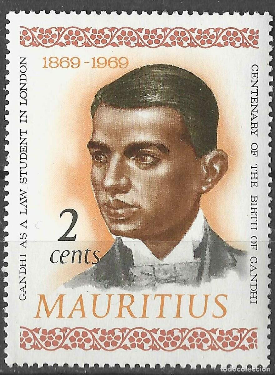 Sellos: MAURITIUS/1969/MNH/SC#357/CENTENARIO NACIMIENTO DE GANDHI/ LIDER DE LA INDEPENDENCIA INDIA/ 2c