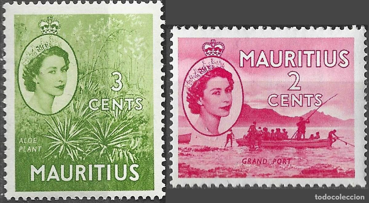 Sellos: MAURITIUS/1953-4/MNH/SC#251-2/ REINA ELIZABETH II/ QEII