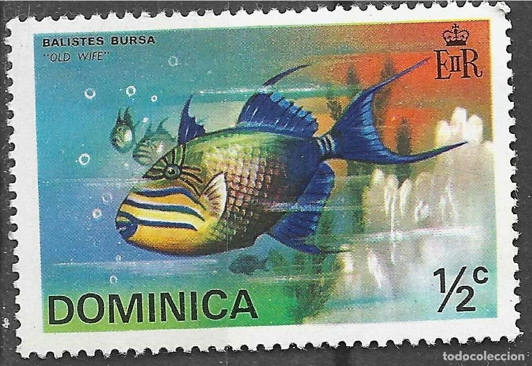 Sellos: DOMINICA/1975/MH/SC#421/ VIDA MARINA / PECES / 1/2c BALISTES BURSA