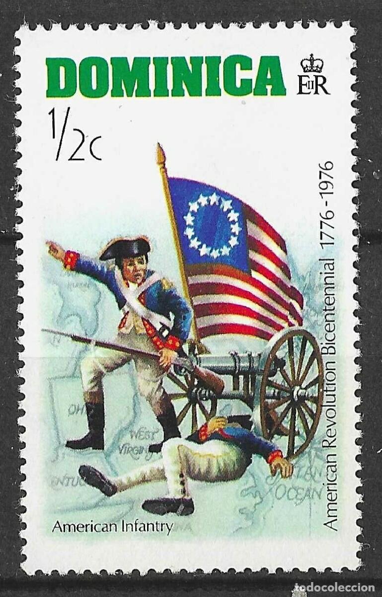 Sellos: DOMINICA/1976/MNH/SC#472/ BICENTENARIO DE AMERICA / 1/2c INFANTERIA DE AMERICA