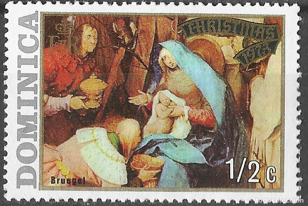Sellos: DOMINICA/1973/MNH/SC#374/ NAVIDADES / PINTURA / 1/2c NACIMIENTO POR BRUEGHEL