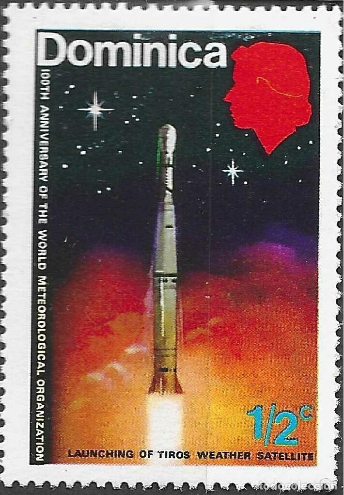 Sellos: DOMINICA/1973/MNH/SC#354/ COOPERACION INTL METEOROLOGICA CENT/ ESPACIO/ 1/2c COHETE