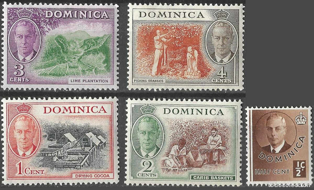 Sellos: DOMINICA/1951/MH/SC#122-6/ REY JORGE VI / KGVI / PAISAJES/ SET PARCIAL