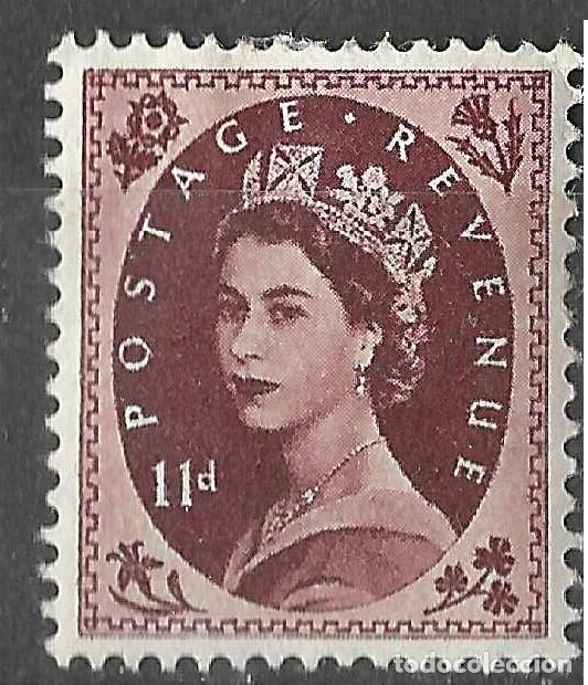 Sellos: GREAT BRITAIN/1955-7/MNH/SC#330/ REINA ELIZABETH II / QEII / 11p VIOLETA MARRON