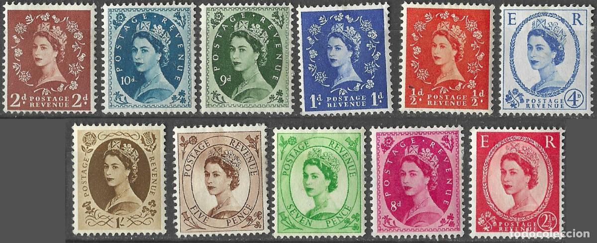 Sellos: GREAT BRITAIN/1958-65/MH/SC#353-4, 356-7, 359, 361, 363-7/ REINA ELIZABETH II / QEII