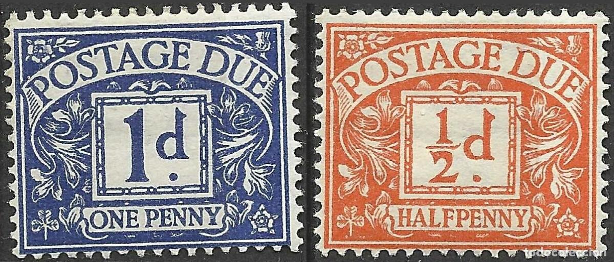 Sellos: GREAT BRITAIN/1951-2/MH/SC#J34-J35/POSTAGE DUE STAMPS/ WMK 251