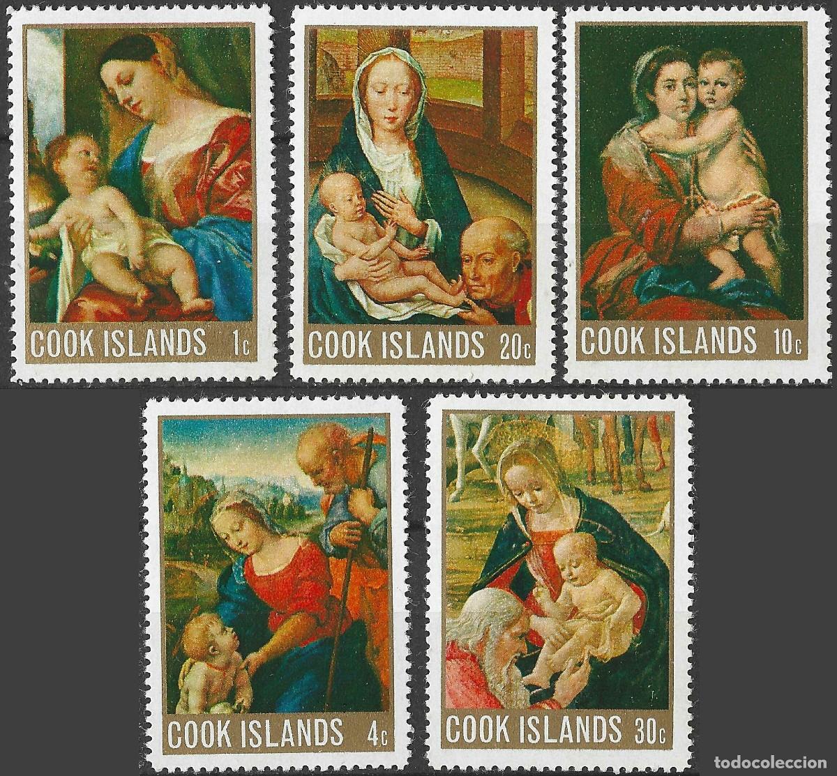 Sellos: COOK ISLANDS/1968/MH/SC#243-7/ PINTURAS/ VIRGEN/ RELIGION/ FULL SET