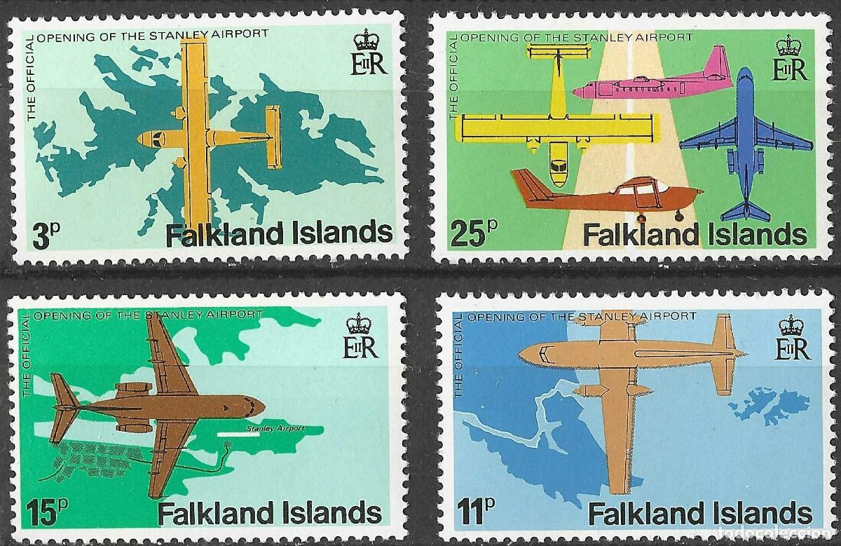 Sellos: FALKLAND ISLANDS/1979/MNH/SC#287-90/ APERTURA DEL AEROPUERTO STANLEY / AVIACION/ AVIONES/ FULL SET