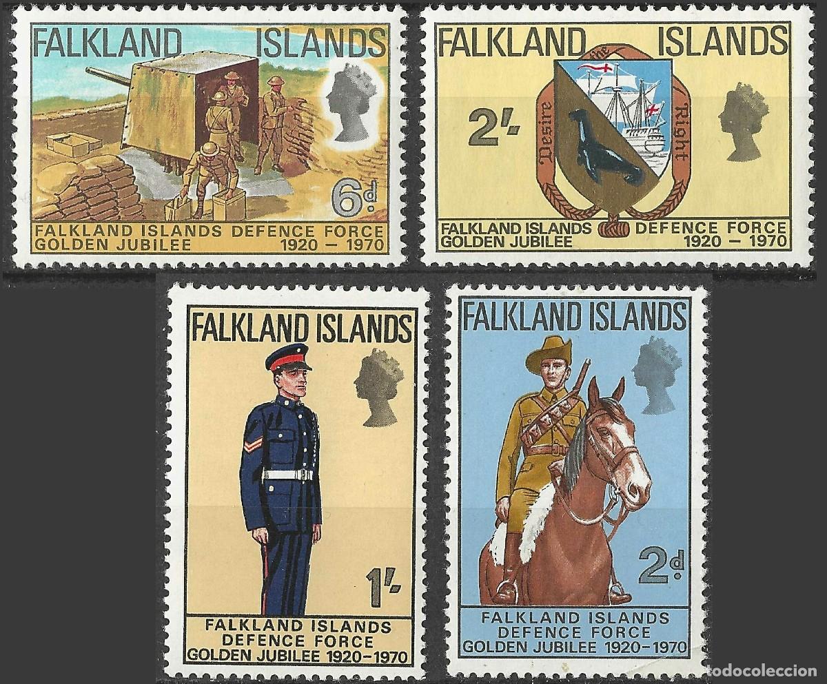 Sellos: FALKLAND ISLANDS/1970/MNH/SC#188-91/ FALKLAND ISLANDS FUERZA DE DEFENSA, 50&ordm; ANIV/ FULL SET
