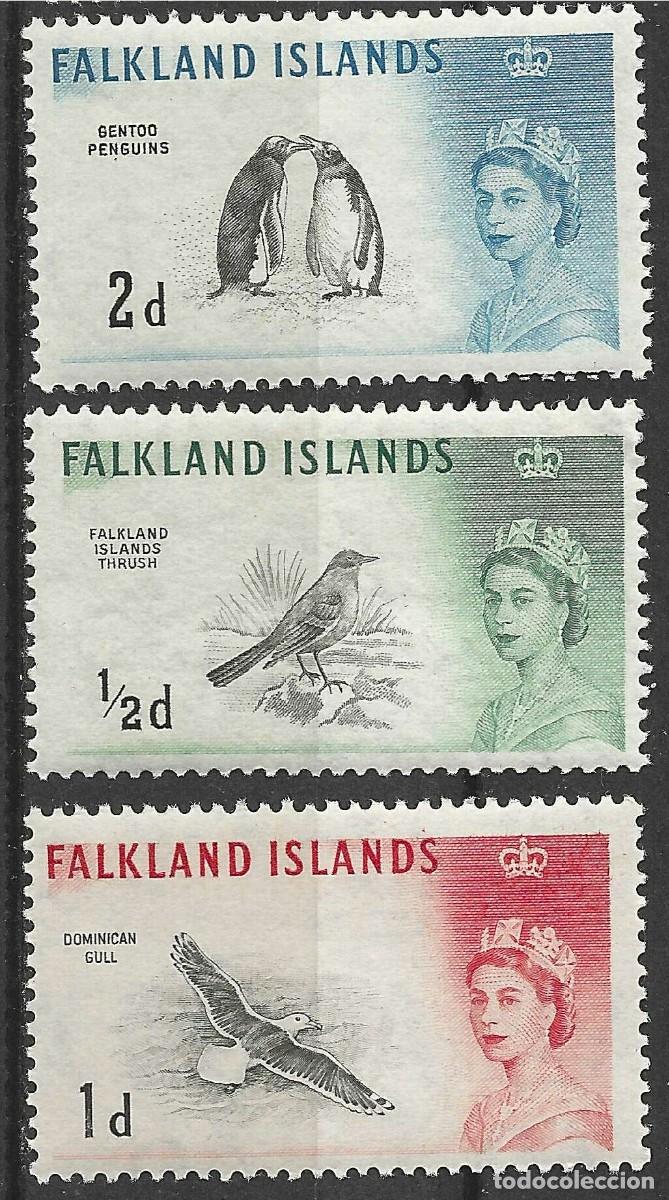 Sellos: FALKLAND ISLANDS/1960/MH/SC#128-130/ REINA ELIZABETH / AVES/ REALEZA