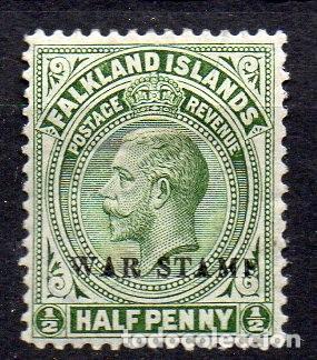 Sellos: FALKLAND ISLANDS/1918/MNH/SC#MR1/ SELLO IMPUESTO DE GUERRA /OVERPRINTED / REY JORGE V / KGV / 1/2p