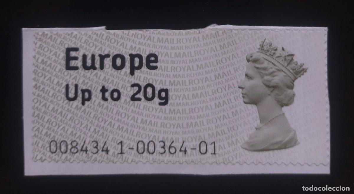 Sellos: GRAN BRETA&Ntilde;A 2009 ISABEL II - ATM - MACH&Iacute;N - EUROPA + 20 GRAMOS. USADO.