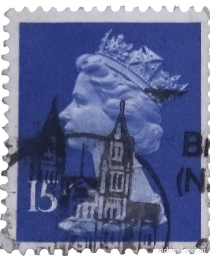 Sellos: GRAN BRETA&Ntilde;A 1979 ISABEL II. 15 P - MACH&Iacute;N. USADO.