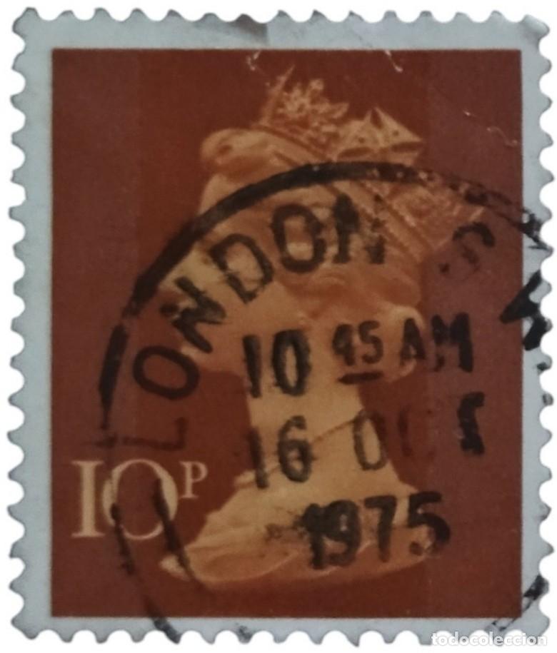 Sellos: GRAN BRETA&Ntilde;A 1971 ISABEL II. 10 P - MACH&Iacute;N. USADO.