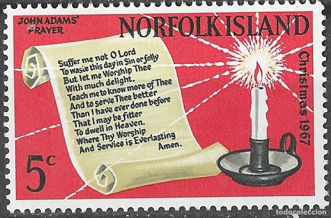 Sellos: NORFOLK ISLAND/1967/MNH/SC#115/ NAVIDADES/ PLEGARIA DE JOHN ADAMS